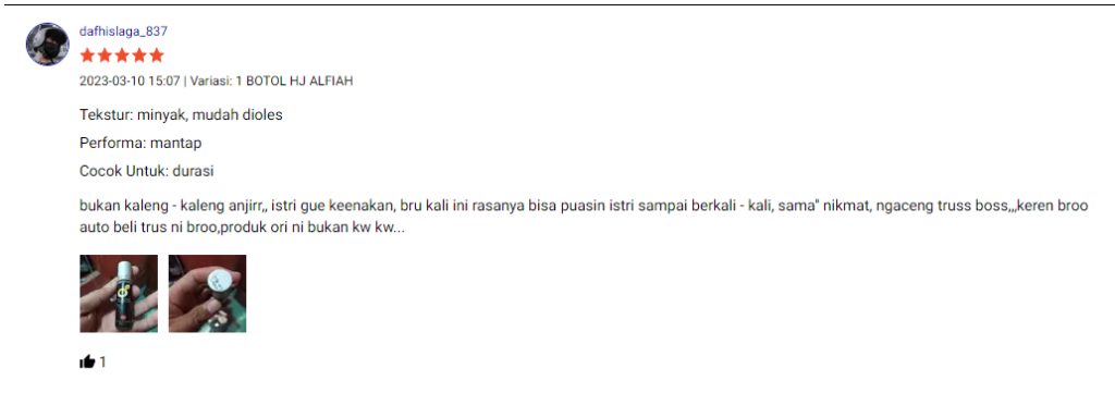Testimoni Pengguna Obat Kuat Pria Oles Al Afiah Liquid Hygiene For Man
