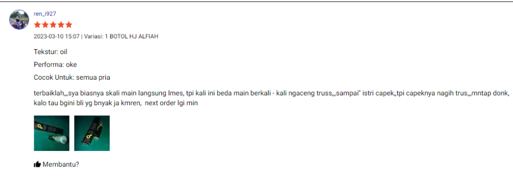 Testimoni Pengguna Obat Kuat Pria Oles Al Afiah Liquid Hygiene For Man