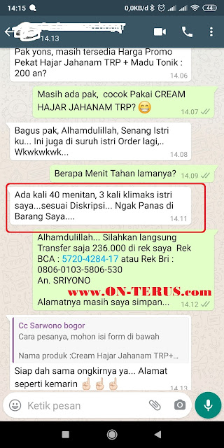 testimoni pengguna mahabbah cream hajar jahanam trp madu super tonik ontrus