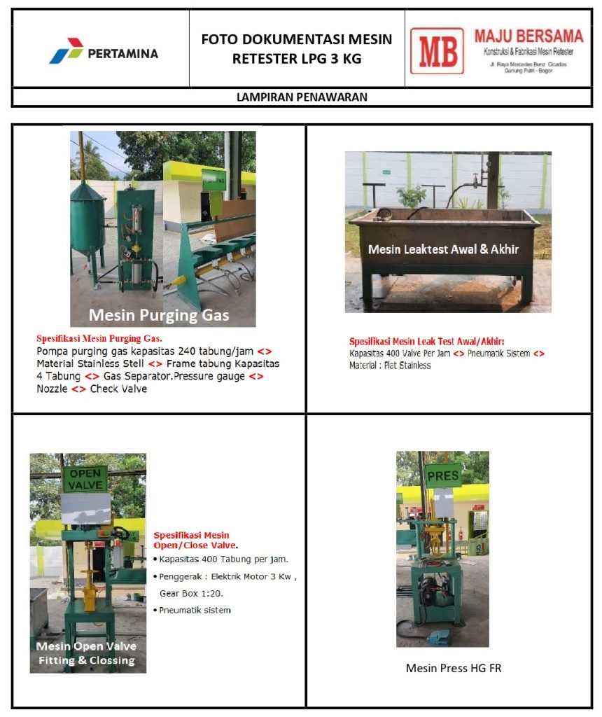 Mesin Retester Tabung gas Elpiji LPG 3kg 12 kg