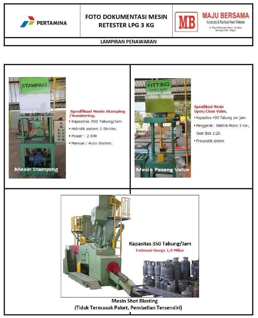 Mesin Retester Tabung gas Elpiji LPG 3kg 12 kg